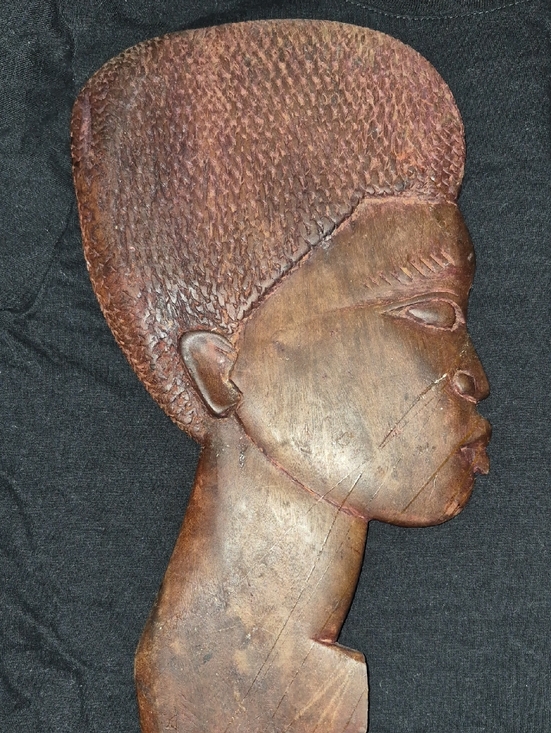 Other - Hand-Carved Wooden African Bust Wall Art in Rich Brown